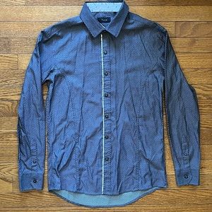 Tuvia Men’s Long Sleeve Button Up with Textured Fabric & Bicycle Graphic Lining